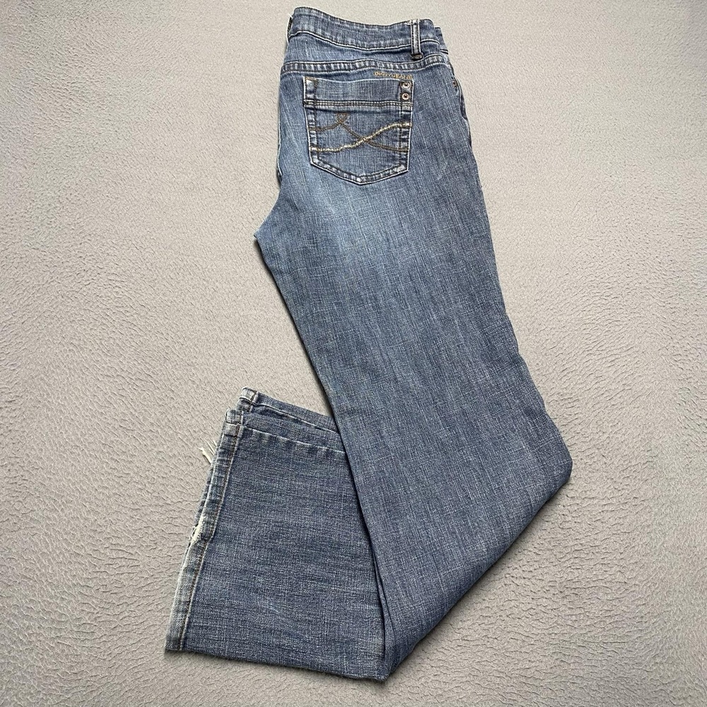 DKNY Jeans Womens 16 Blue Mid Rise Bootcut Stretch Medium Wash Denim Logo